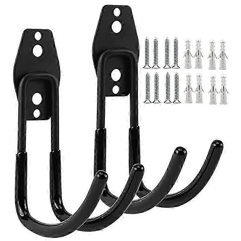 2 Pack Garage Hooks Double Hooks Wall Hooks for Wall Mount Heavy Duty Storage Power Tools Ladder Ut