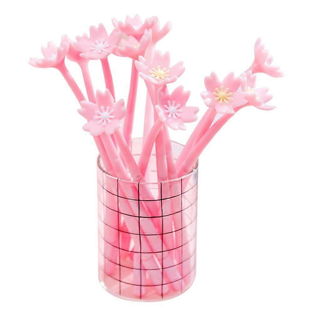10pcs Aesthetic Gel Pen Fresh Students Test Writing Pen Lovely Flower Patterned Pen Signing Pen for Writing Pink