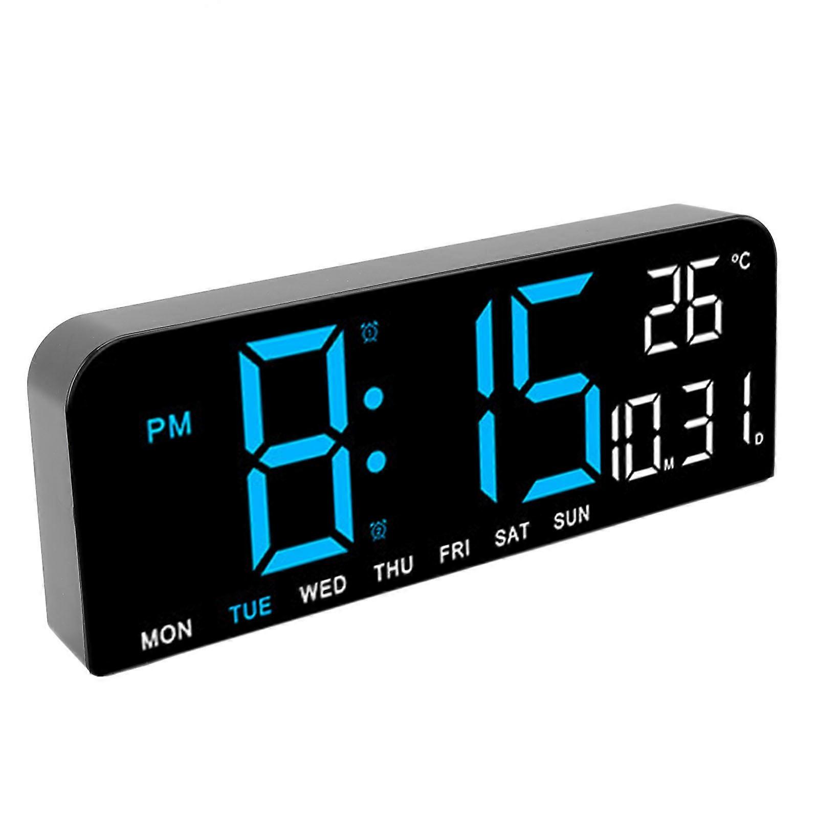 Digital Alarm Clock Large LED Display Desk Wall Clock with Temperature Date Week Display Adjustable Brightness 12 24H Display for Home Bedroom Office