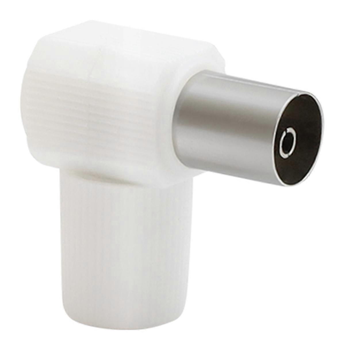 TV Plug Coaxial 9.52mm Angled Female Interference Free, White