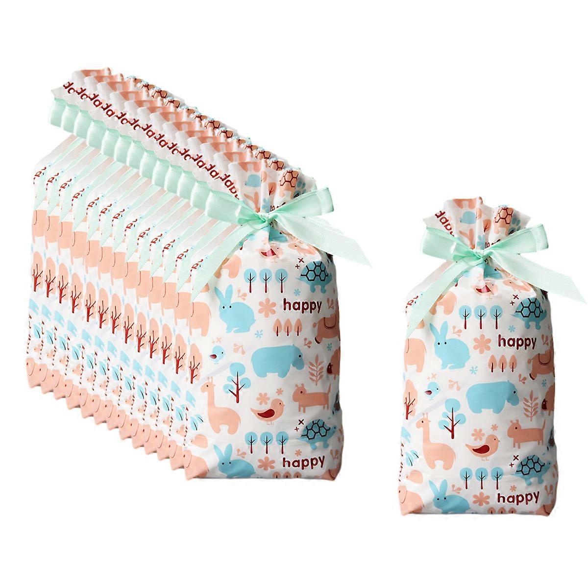 50pcs ribbon bundle pocket small snack packaging drawstring bag Candy biscuit food packaging bag