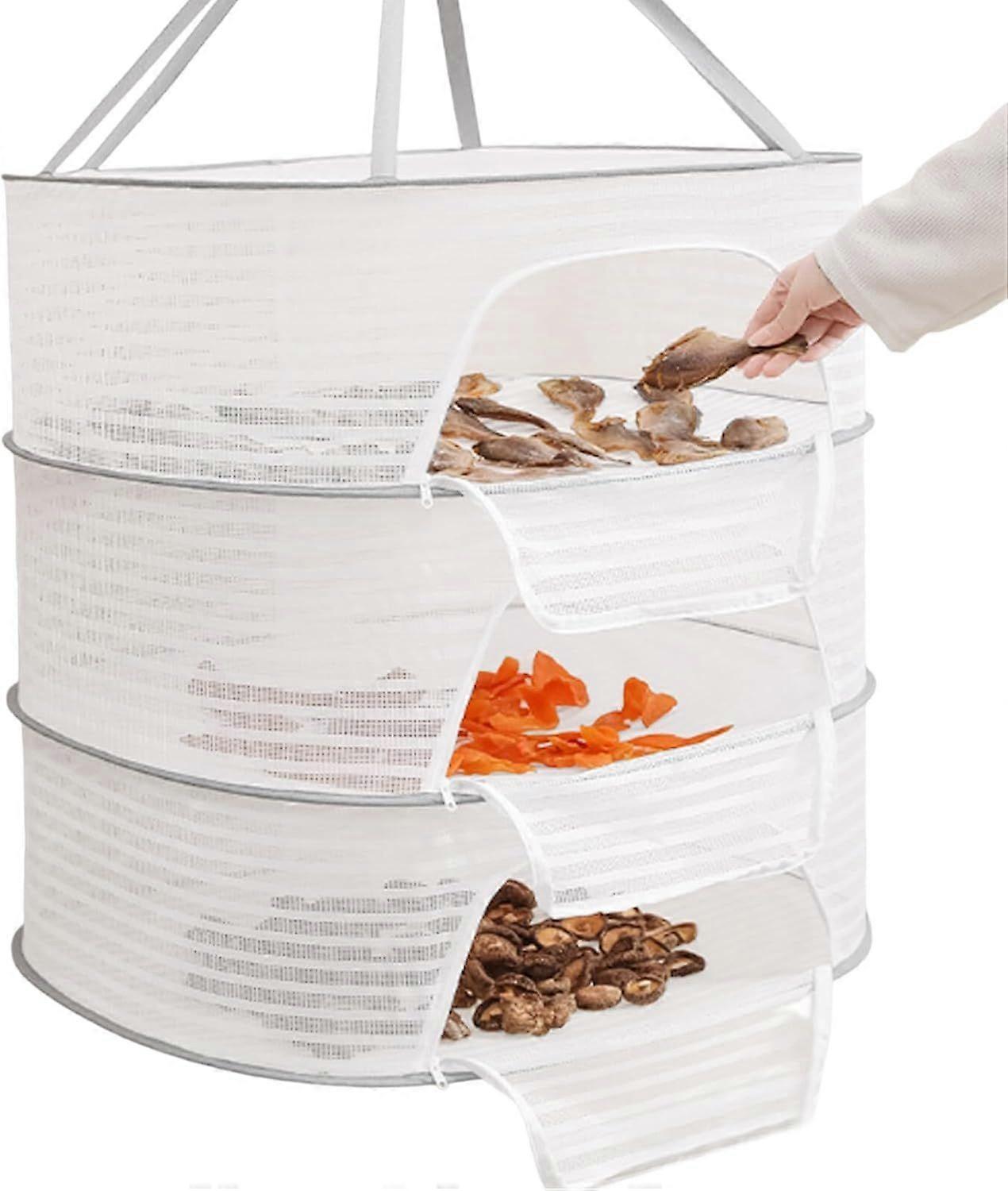 Drying Racks, Herb Drying Rack 3 Layer Hanging Mesh Drying Net Collapsible Drying Rack with Zipper Opening