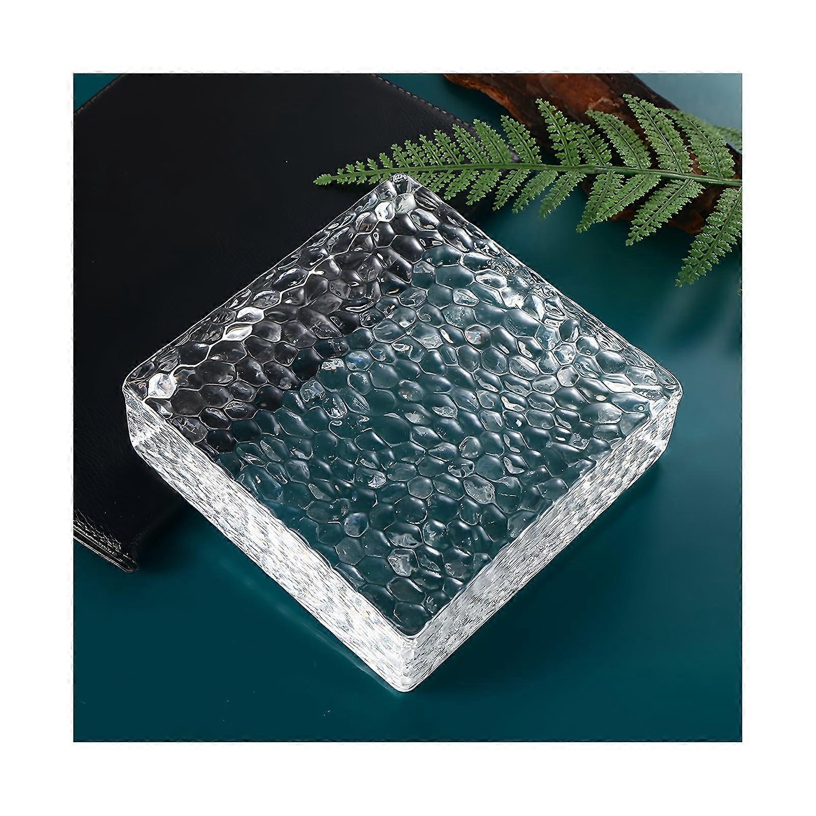 Rectangular Transparent Glass Brick Soundproof Double Sided Glass Brick Suitable for Office Decoration Partition Wall (1 Piece)