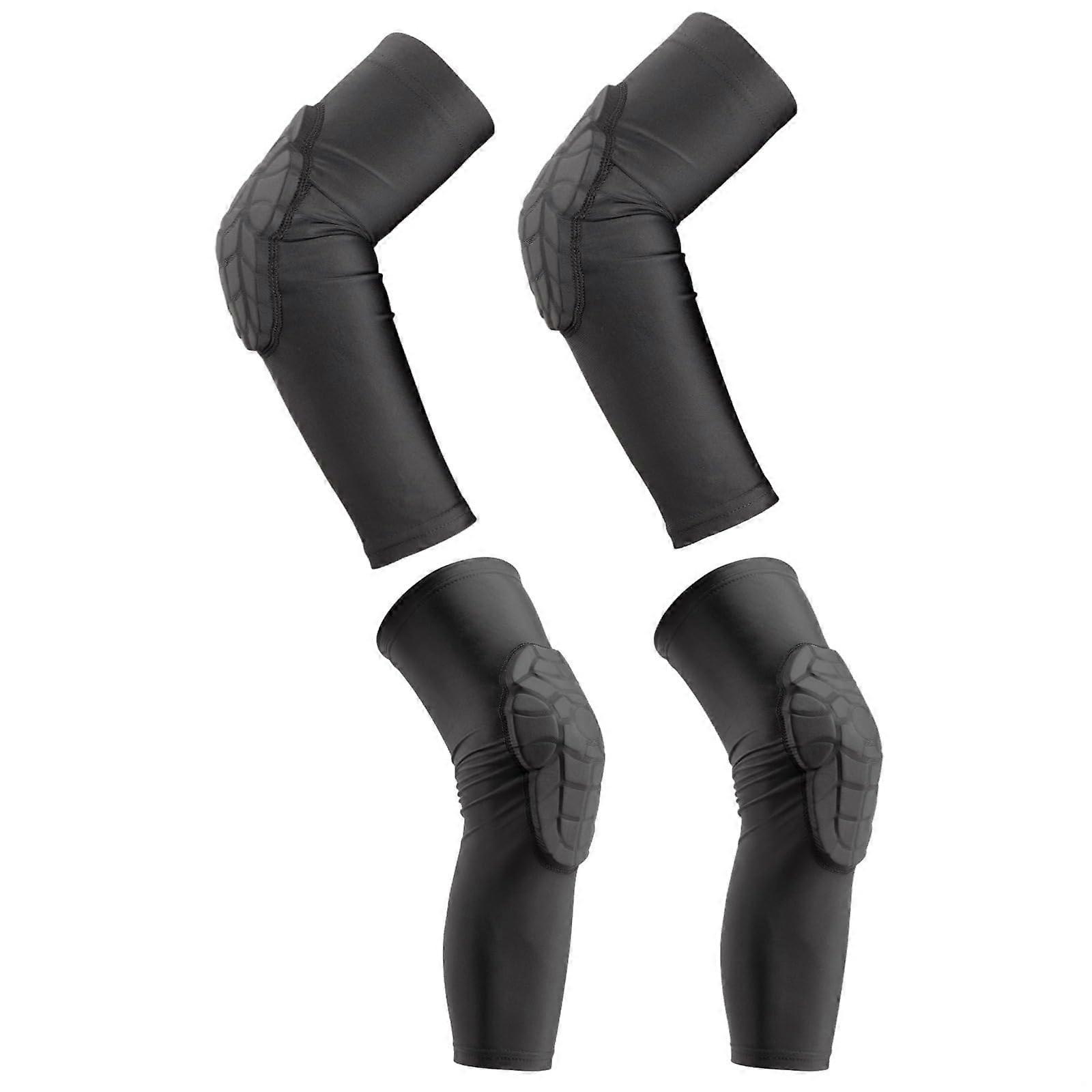 Youth Knee and Elbow Pads Set, Breathable Eva Cushioning, Black Protective Gear for Cycling and Running, Size S