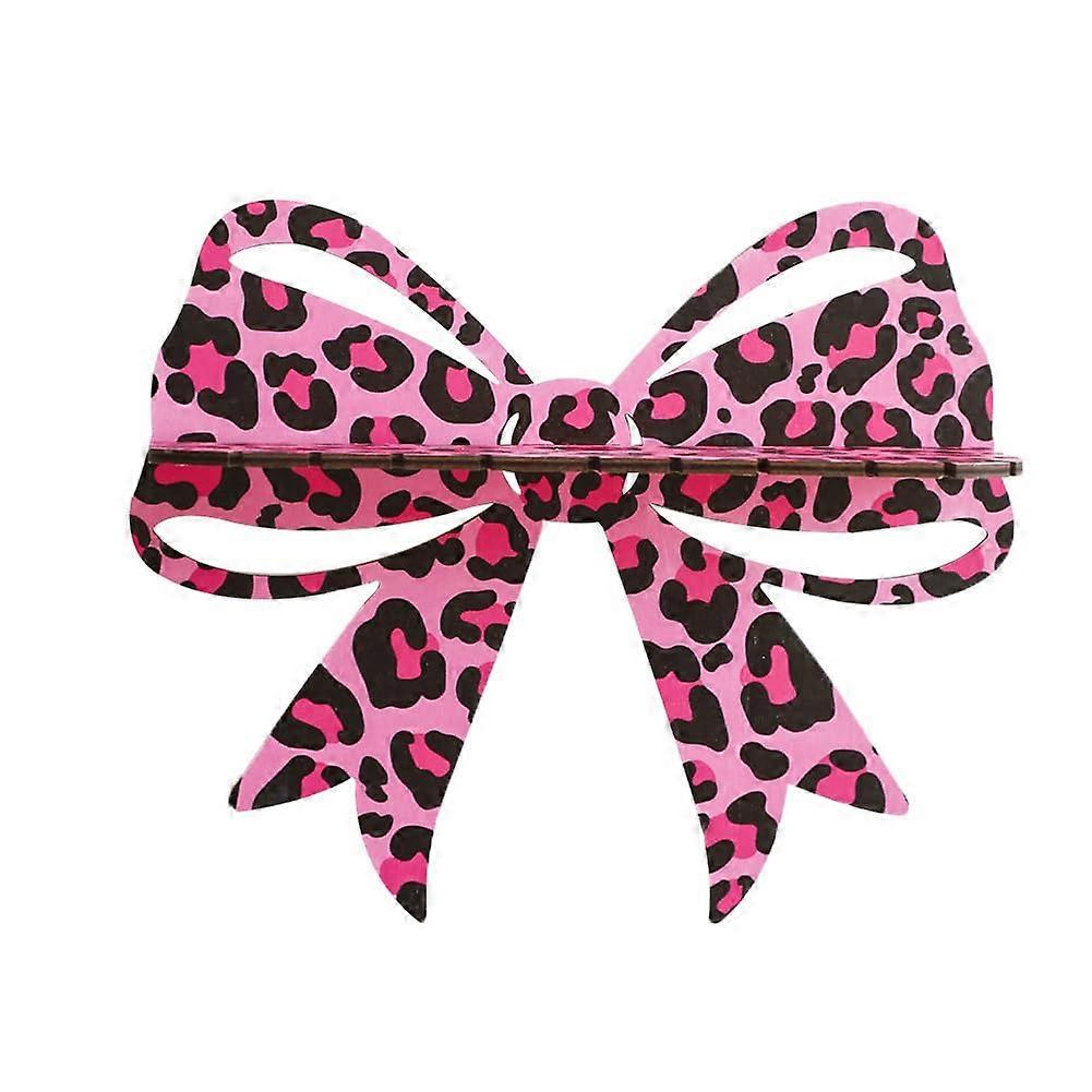 Bow Pink Floating Shelves - Small Wooden Wall Shelves with Leopard Crystal Display for Essential Oil Storage and Rustic Home Decor