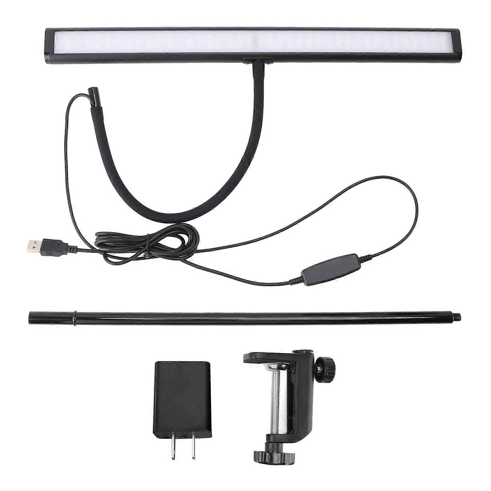 Clamp Desk Lamp Eye Caring Dimmable 3 Color Temp Adjustable Gooseneck LED Table Light with USB Adapter for Study