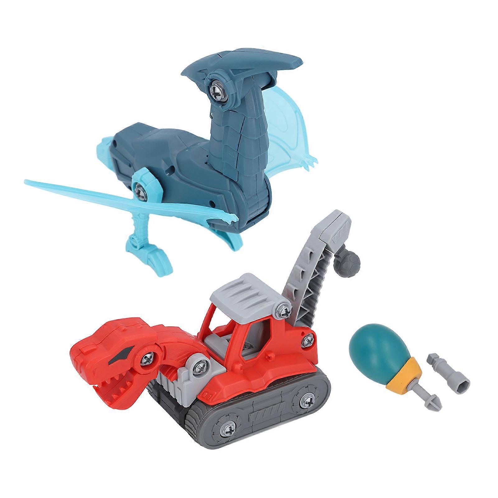 Kids DIY Vehicle Assemble Toy Imagination Development Dinosaur Transformation Car Toy with Ejector
