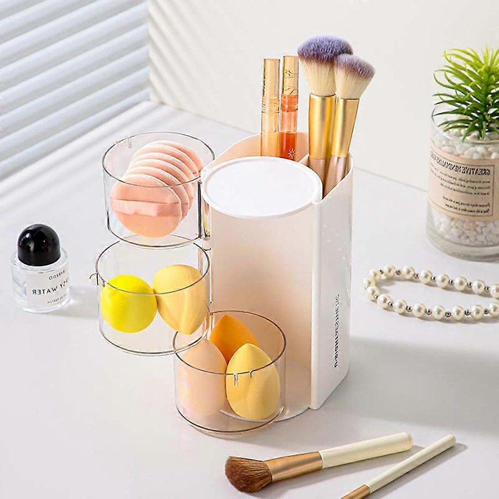 旋转式 3 层珠宝和发饰收纳盒，设计时尚，储物空间紧凑