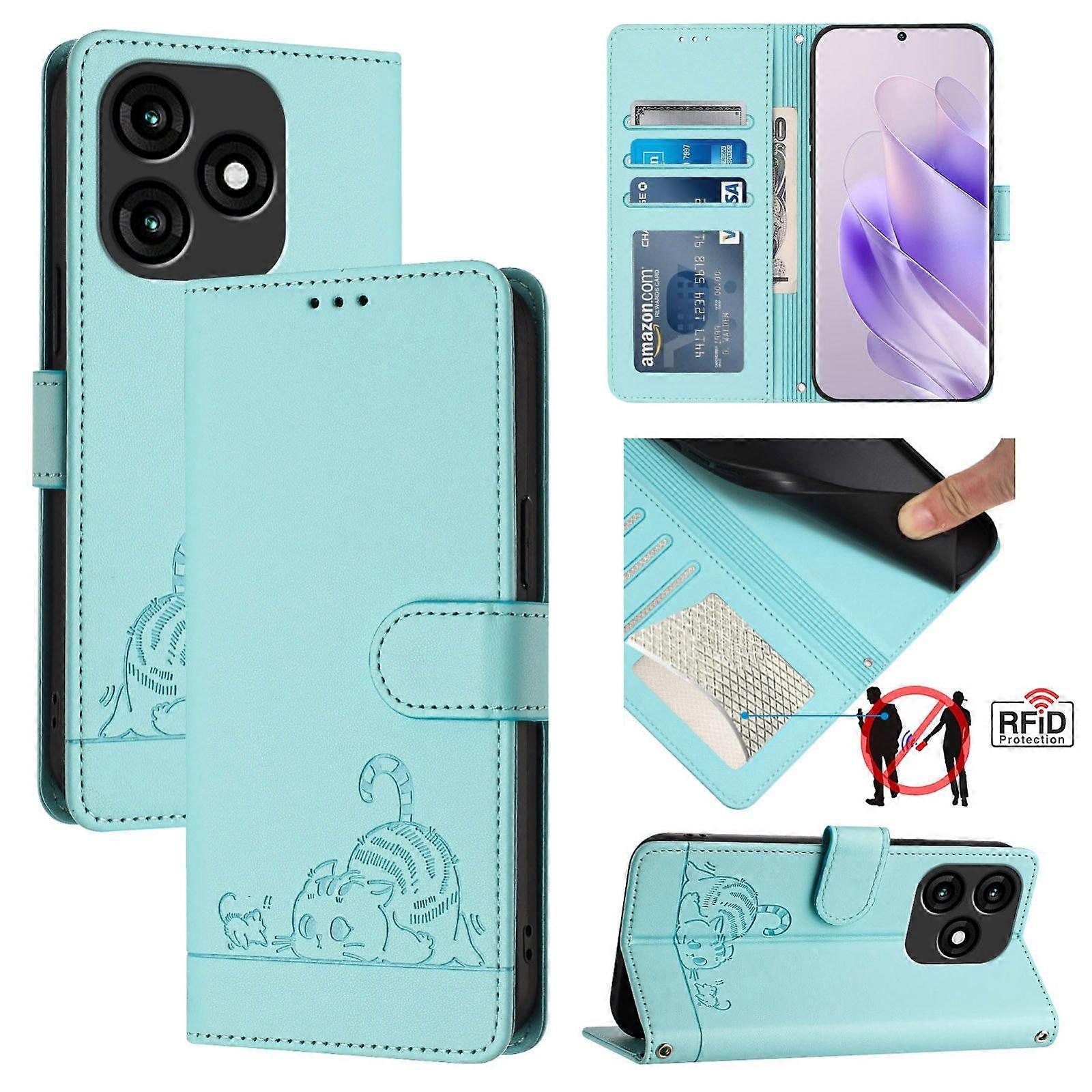 Cat Rat Embossed RFID PU Case For itel A70