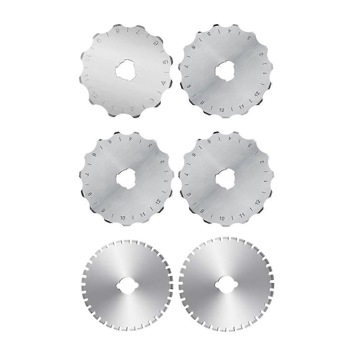 45mm Crochet Edge Rotary Cutter Blades, Skip- Rotary Blades, Perforating Rotary Replacement Blade, Pack of 6