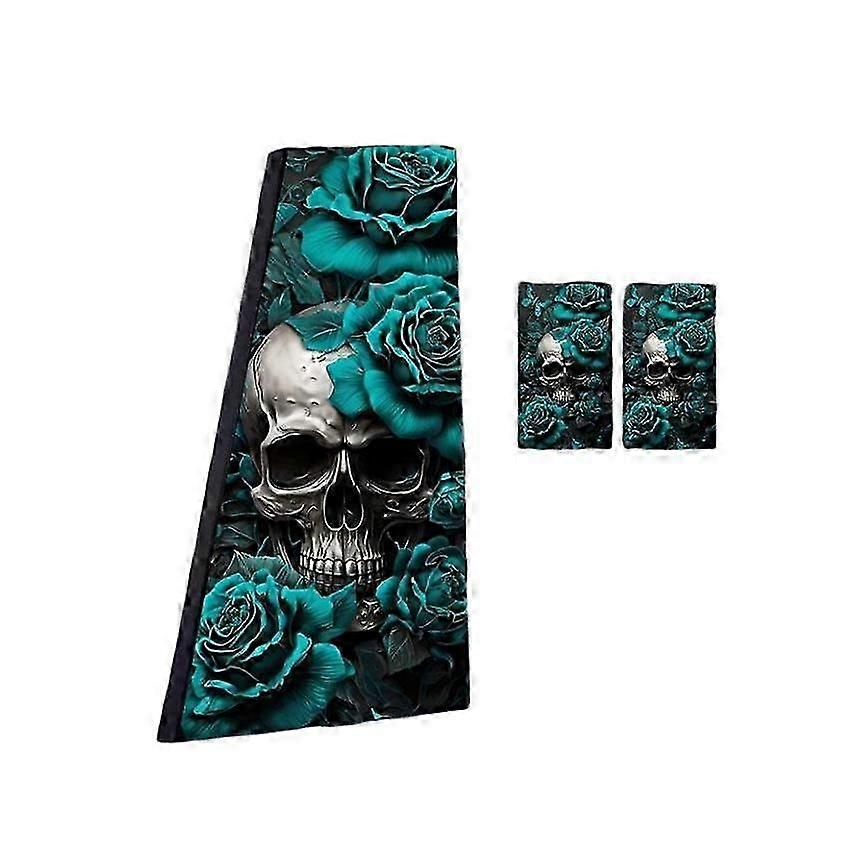 2PCS Car Center Pillar Skull Sticker, HD Printed PVC Skull Sticker Personalized