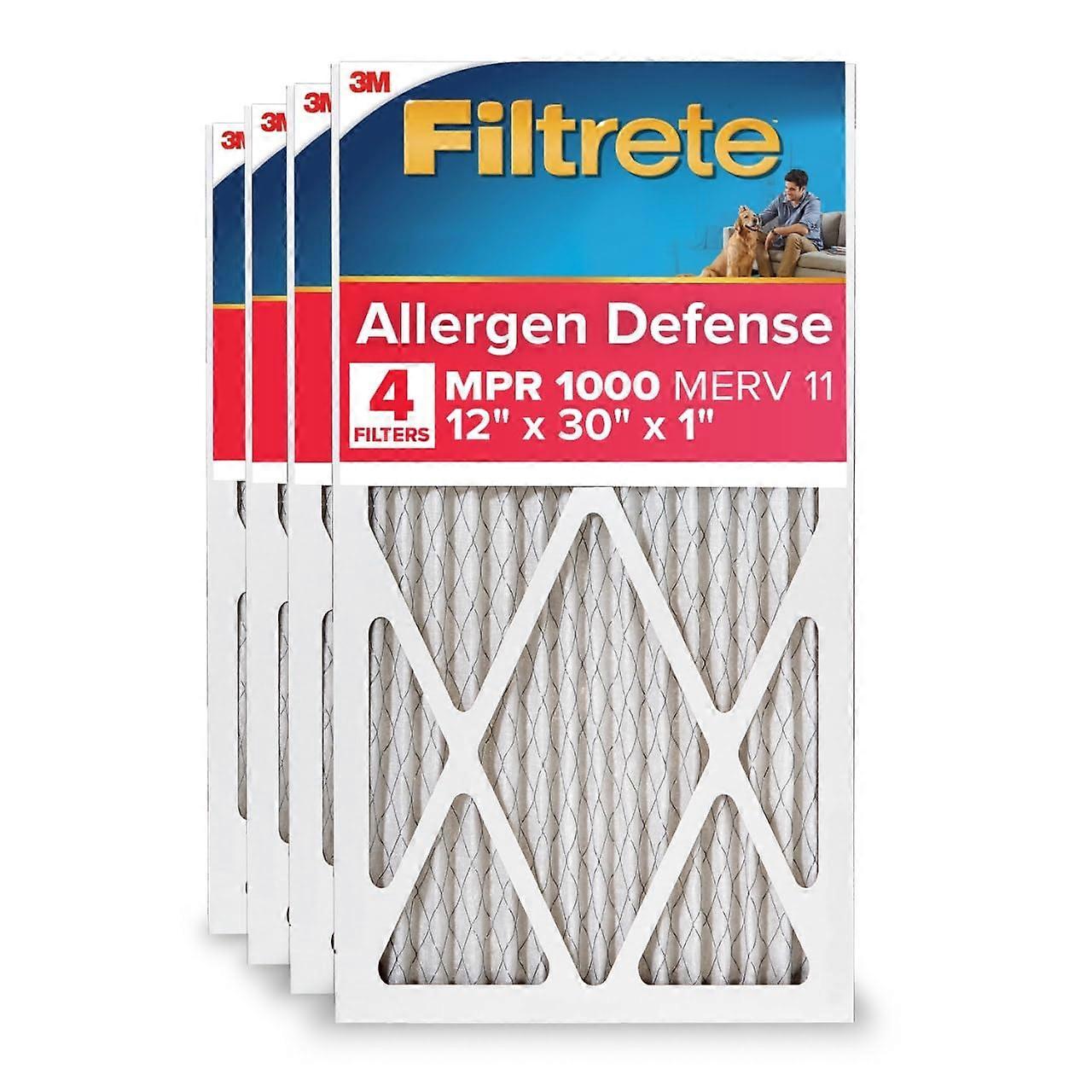 12x30x1 AC Furnace Air Filter, MERV 11, MPR 1000, Micro Allergen Defense, 3-Month Filter