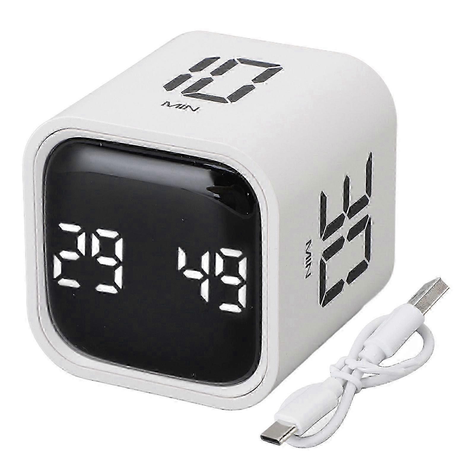 Gravity Timer Professional Silent Operation Digital Cube Timer for Time Management for Work Study Kitchen Meeting White