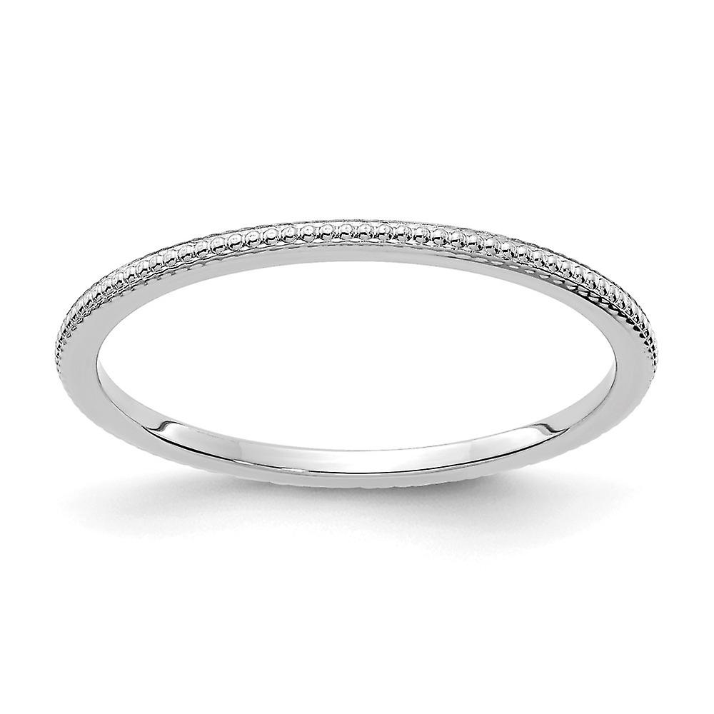 14k Solid White Gold 1.2mm Bead Charm Stackable Band Ring-Stackable-Ring for Women and Men - Ring Size: 4 to 10