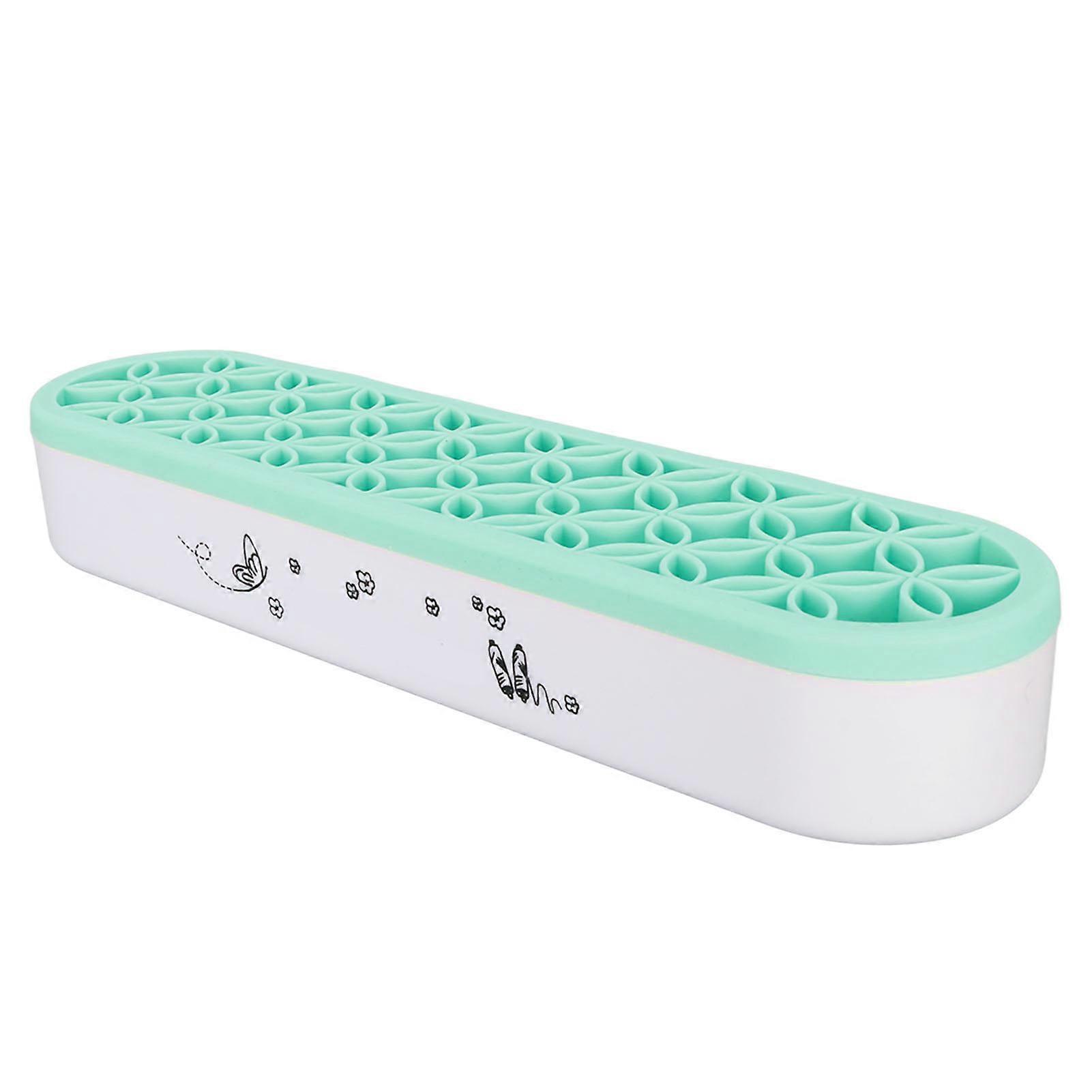 Silicone Desktop Box Multiple Slots Flexible Multipurpose Make Up Brush Storage Stand for Sewing Tools Green