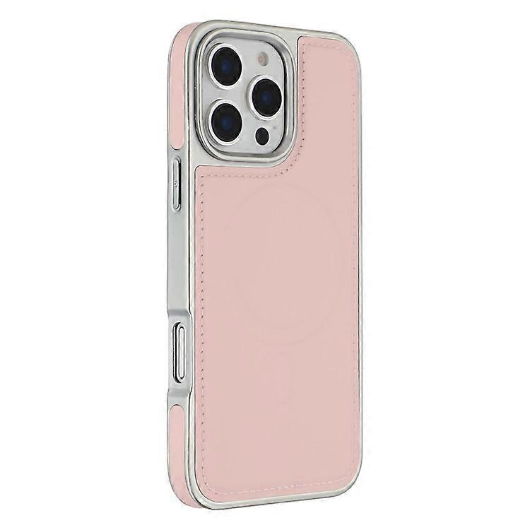 Compatible For iPhone 16 Pro Max Case Compatible with MagSafe Electroplating Edge PU + TPU + PC Phone Back Cover