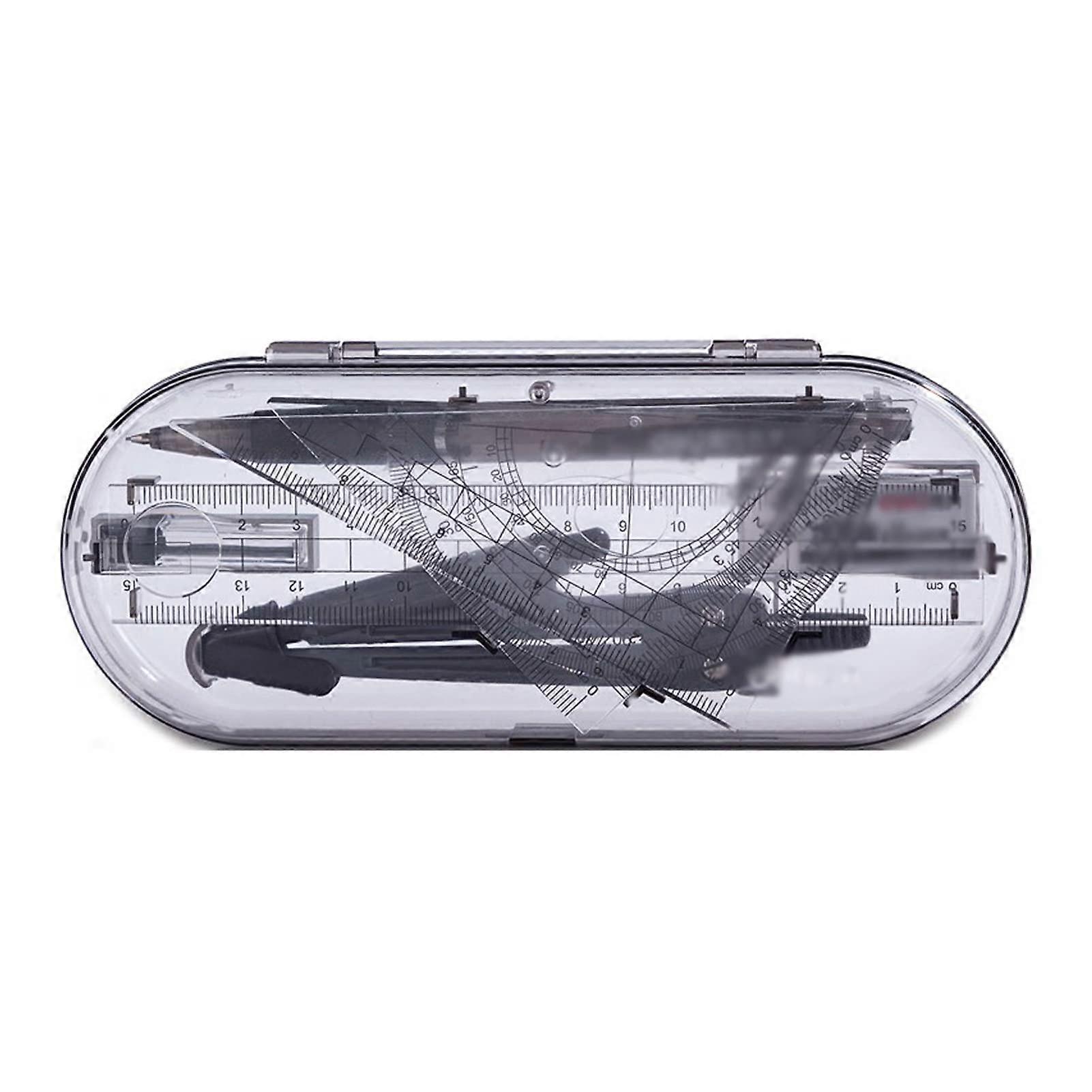 Circular Gauge Set Geometry Kit 8 with Piece Compass Protractor Storage Box