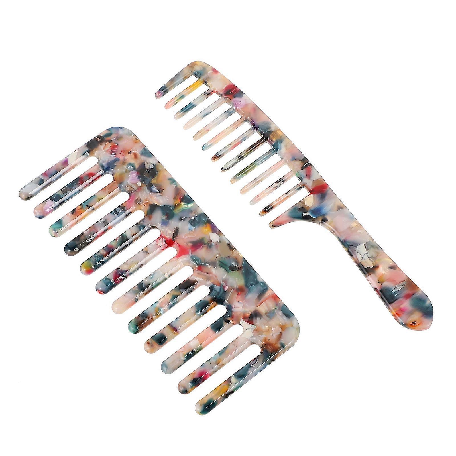 2PCS Sturdy Wide Tooth Hair Comb with Smooth Mellow Comb Teeth