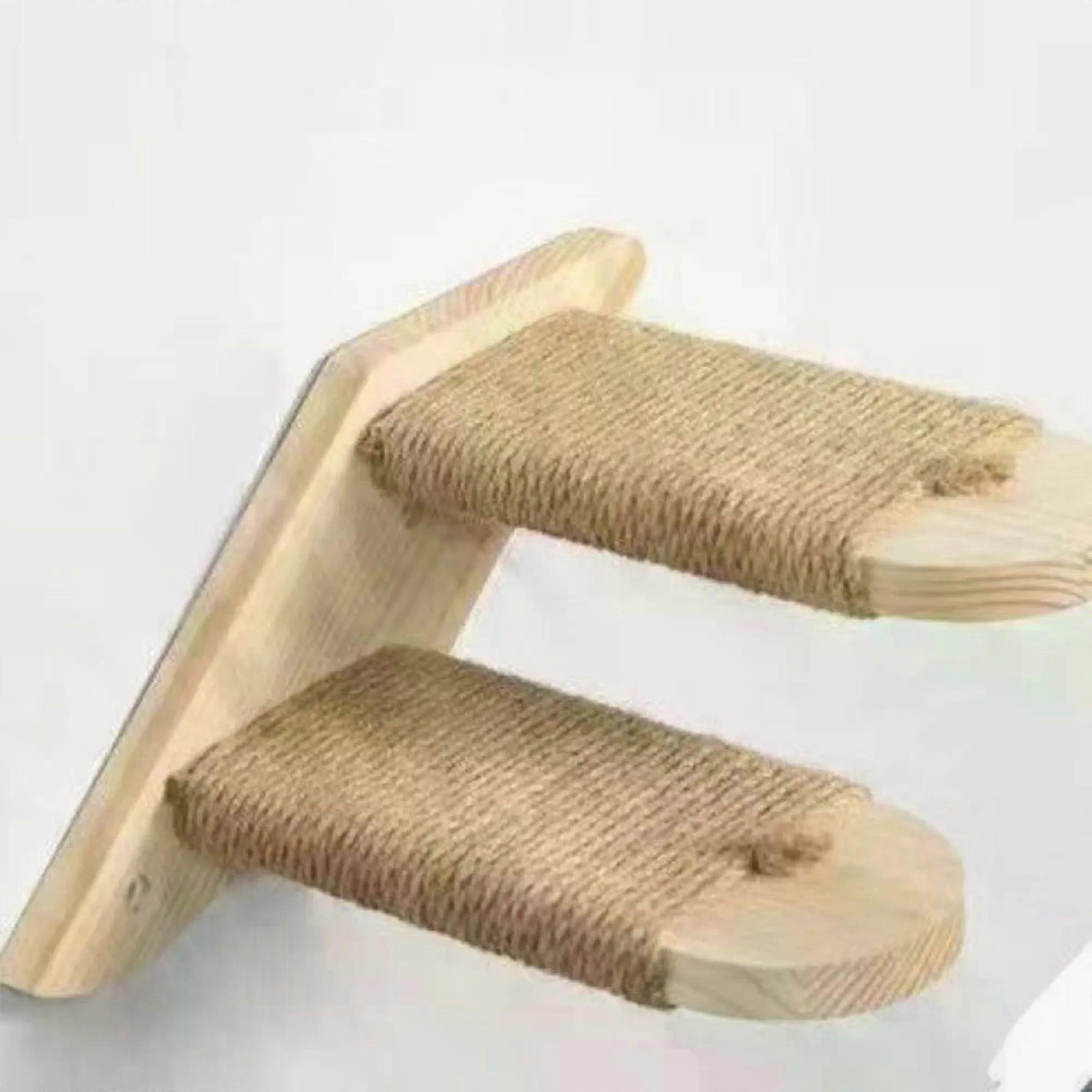 2-4 Tiers Cat Climbing Ladder Solid Wood Sisal Eco-friendly Cat Toy Wall Mounted Cat Activity Ladder Jump Platform Consumption