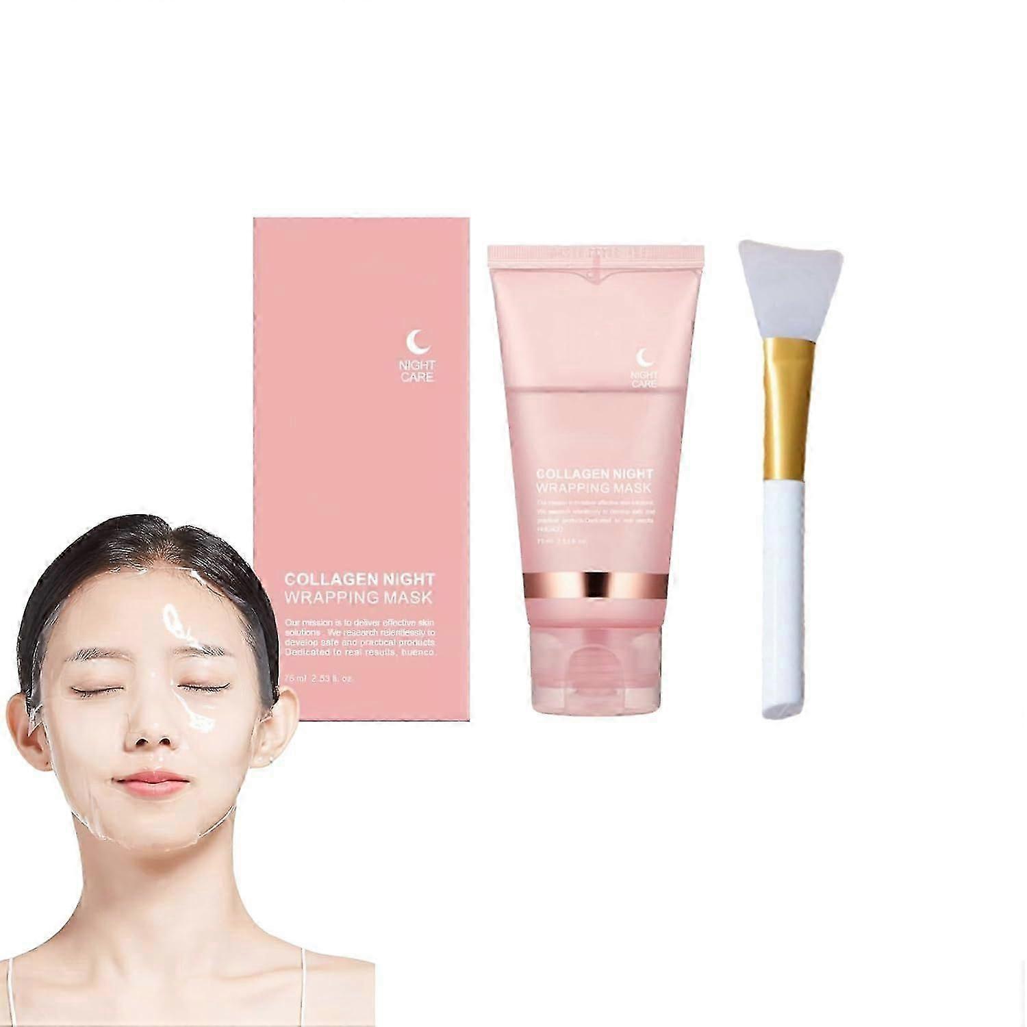 Collagen Overnight Wrapping Peel off Facial Mask, Collagen Night Wrapping Mask, Hydrolyzed Collagen Face Mask, Reduces Sagging & Dullness