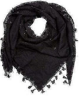 巴勒斯坦 Keffiyeh 围巾 - 传统 Arafat Hatta 流苏,Shemagh 阿拉伯千鸟格 100% 棉