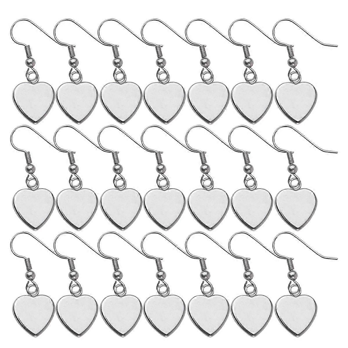 Heart Shape Stainless Steel Eardrop DIY Earrings Kit – Durable Base Plates for Glass Patch, Lightweight and Portable Silver Dangler Supplies for