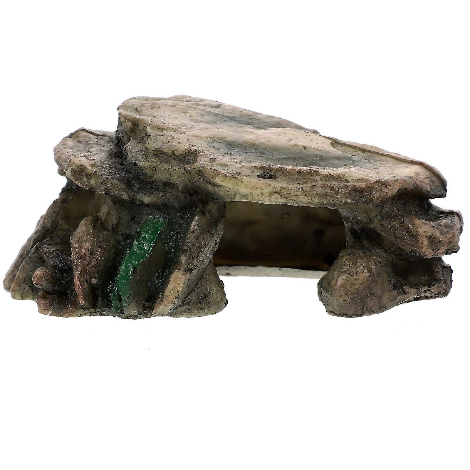 Turtle Tanning Platform Cave Hideout Decorative Resin Desktop Ornament Resin Reptile Cave