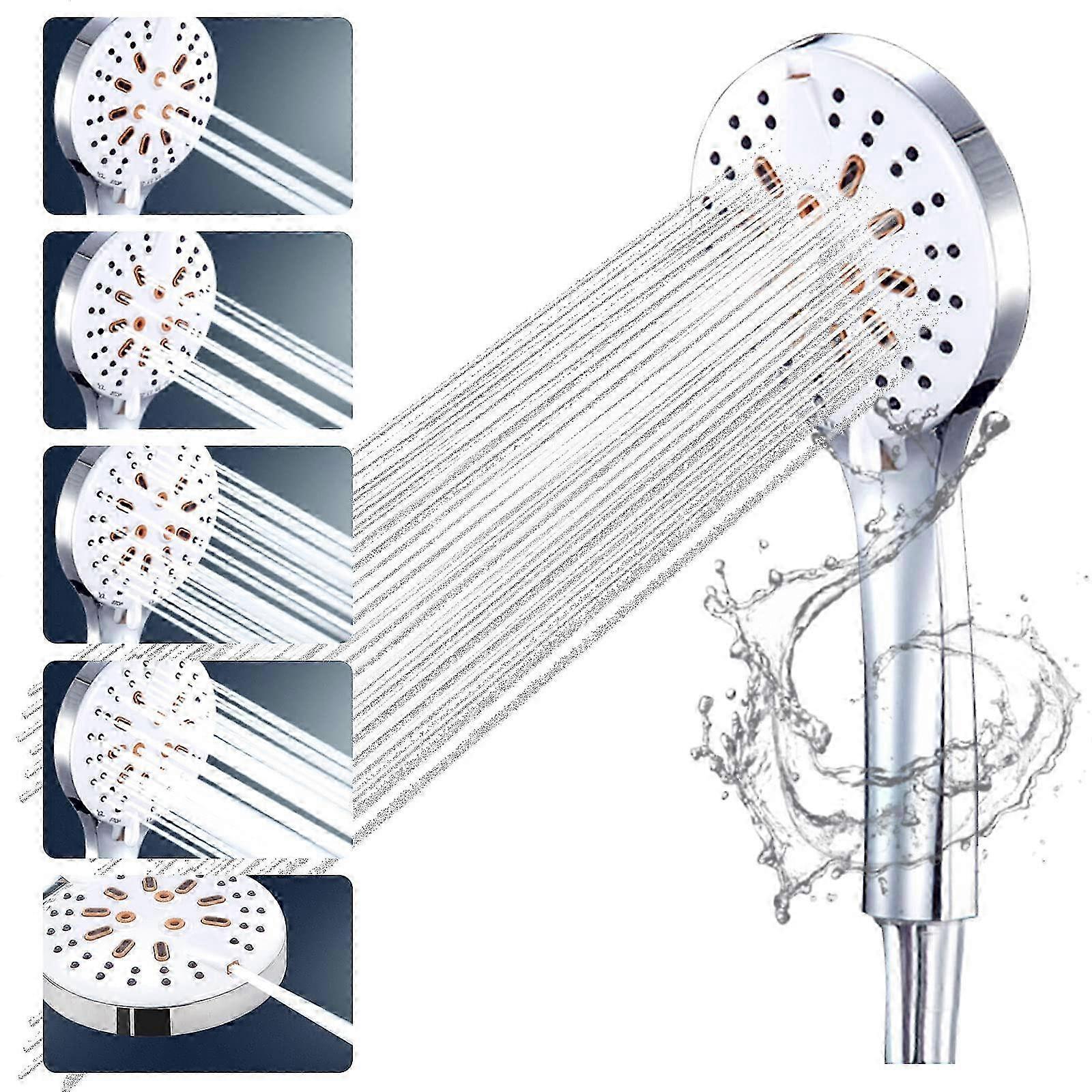High Pressure Shower Head 5 Modes, Anti-Limescale Filter, Universal Handheld