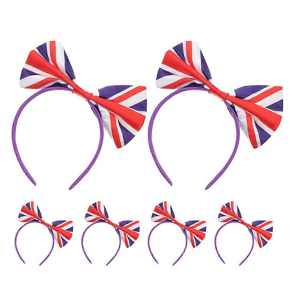 6pcs UK Flag Bowknot Headbands for Football Fans – Soft & Comfortable Sports Event Accessories for UK Festivals and Themed Parties
