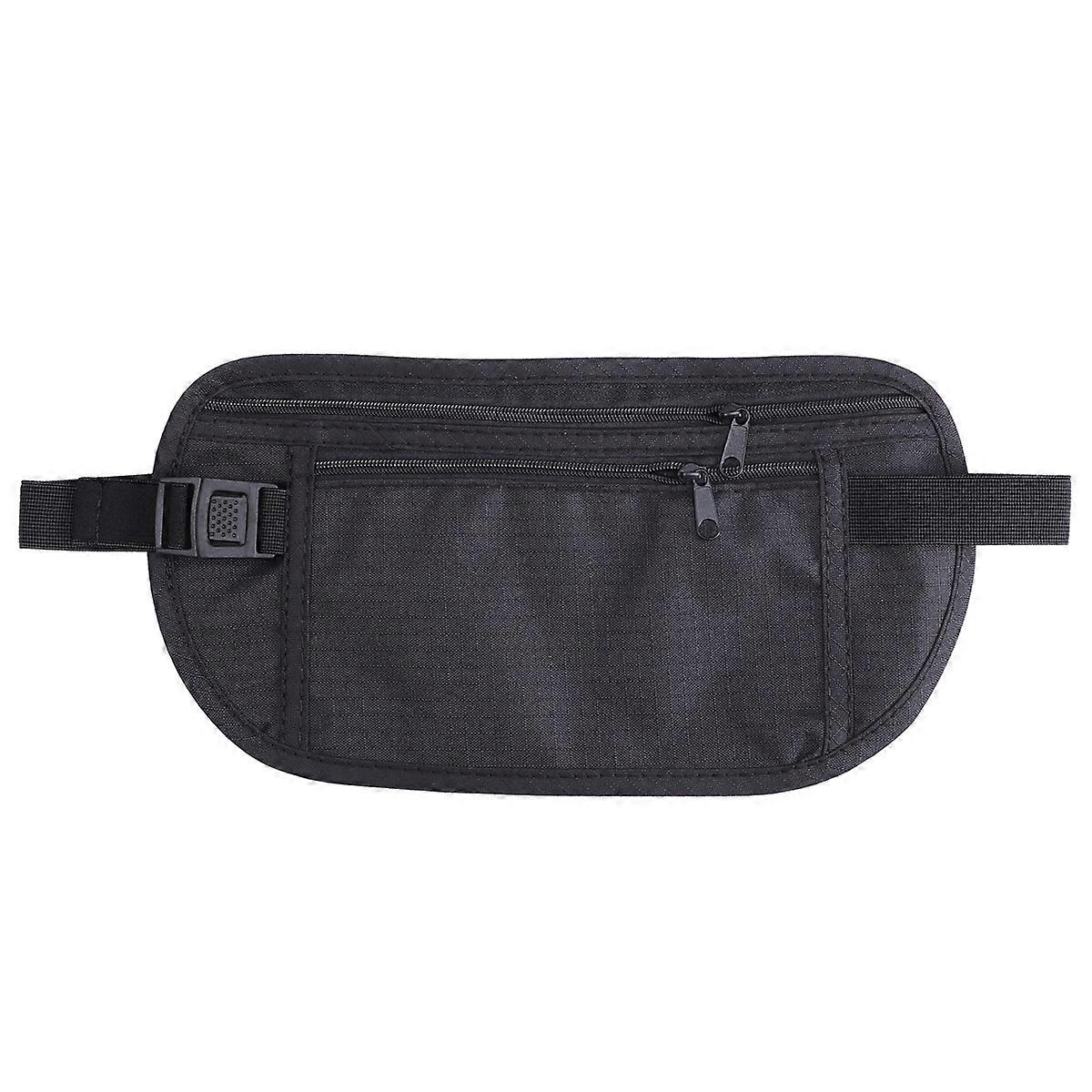 Ultra Adjustable Durable Waist Bag for Travel Running Walking Gym Vacation – Secure Phone Holder & Pouch for Keys Cash ID – Black
