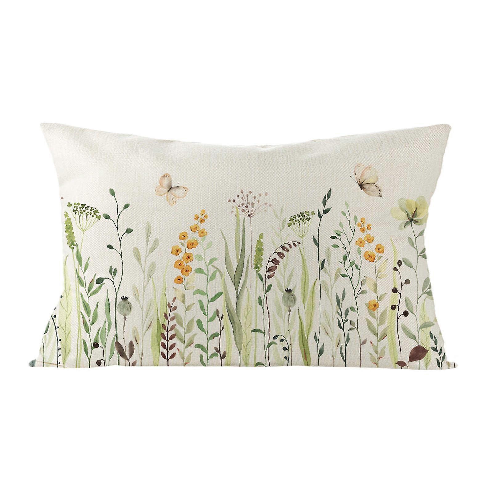 Spring Pillows, Farmhouse Decorative Pillow Covers 30x50cm, Flower Plant Design for Sofa Couch, Shape 6