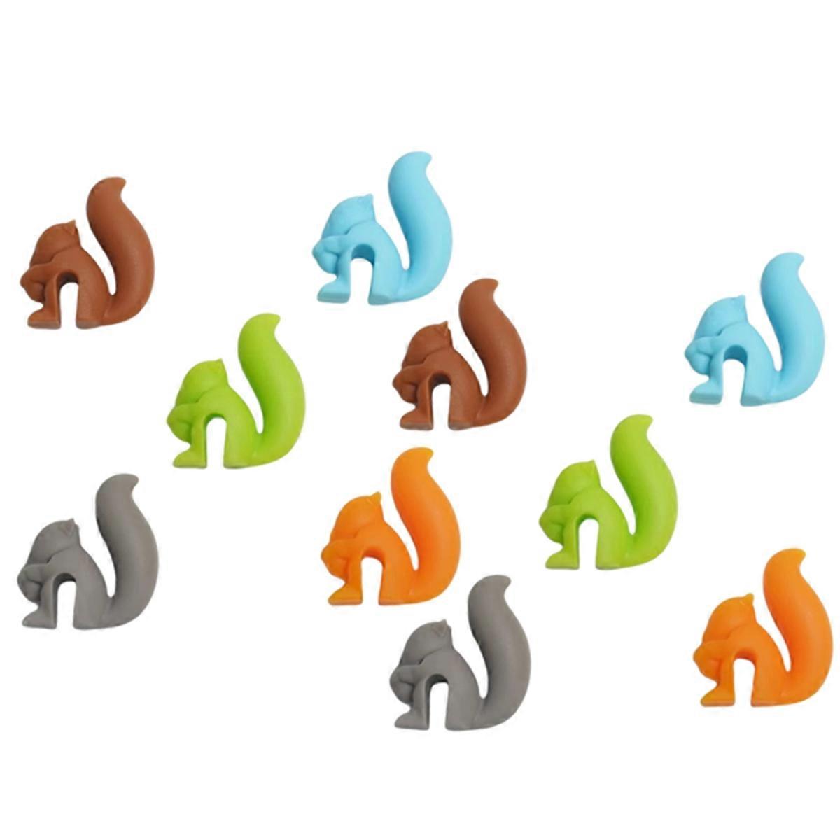 10Pack Cute Squirrel Shape Silicone Cup Hanger Tool Tea Bag Holder Teacup Clip Teacup Decoration