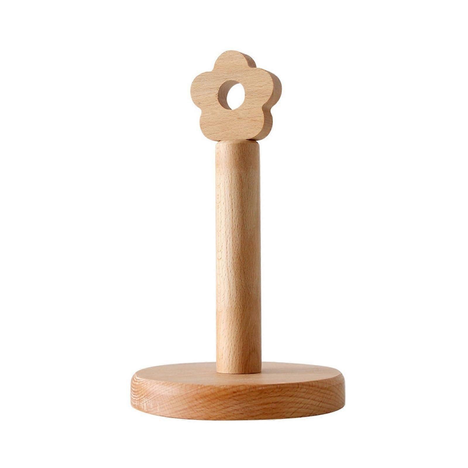 Vertical Wooden Paper Roll Holder, Small Plastic Wrap Holder