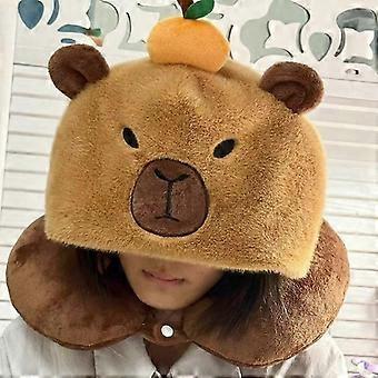 Capibara Kawaii Almohada de felpa con sombrero Lindos animales de dibujos animados rellenos Encantadoras almohadas de cuello de felpa para regalo de cumpleaños de vacaciones vxz