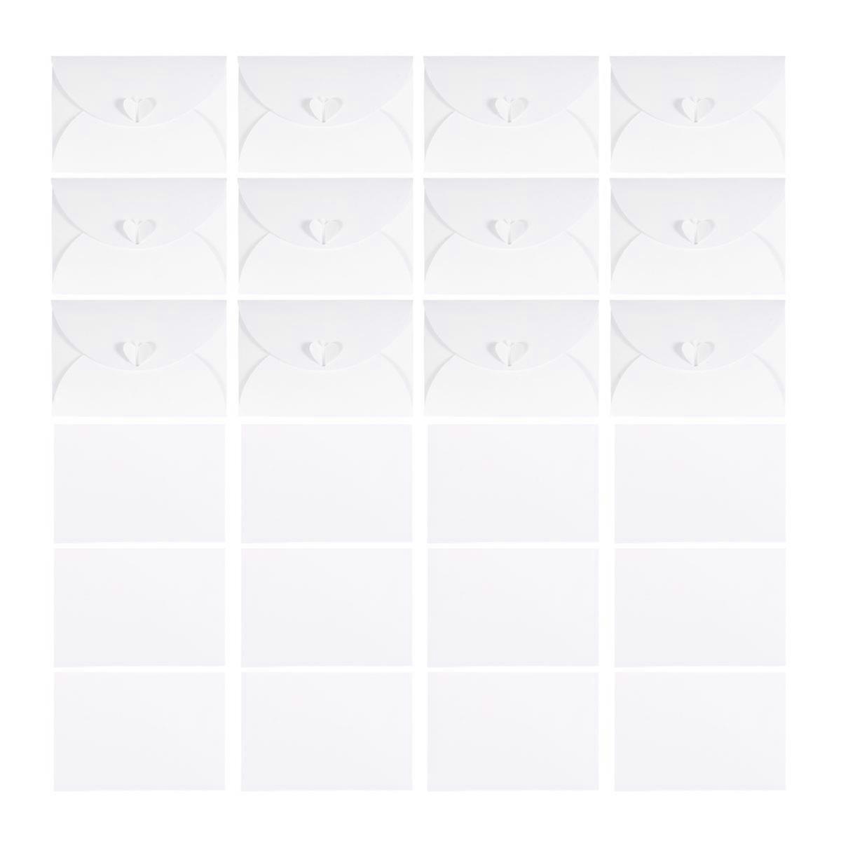 Heart Clasp Envelopes High-End Greeting Enclosure White 15.5 X 10.5 Cm Message 20Pcs