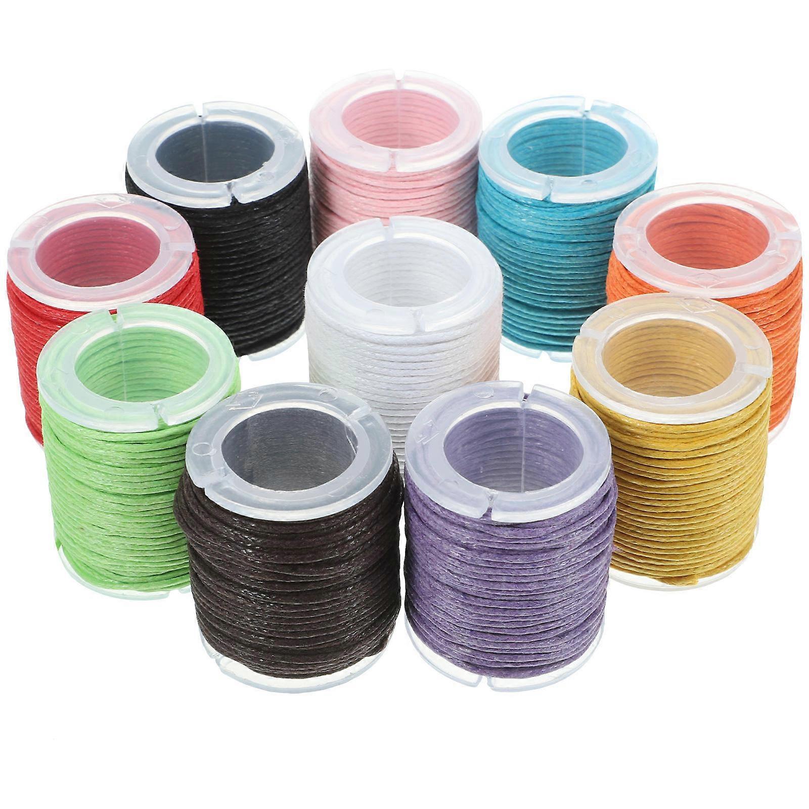 10 Pack Waxed Cotton Cord for DIY Jewelry Making – Durable Strings in Random Colors for Necklaces, Bracelets, Beading & Craft Projects