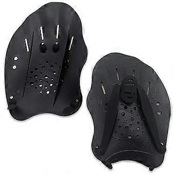 Swimming Hand Paddles 1 Pair Black with Adjustable Straps for Swimming Training