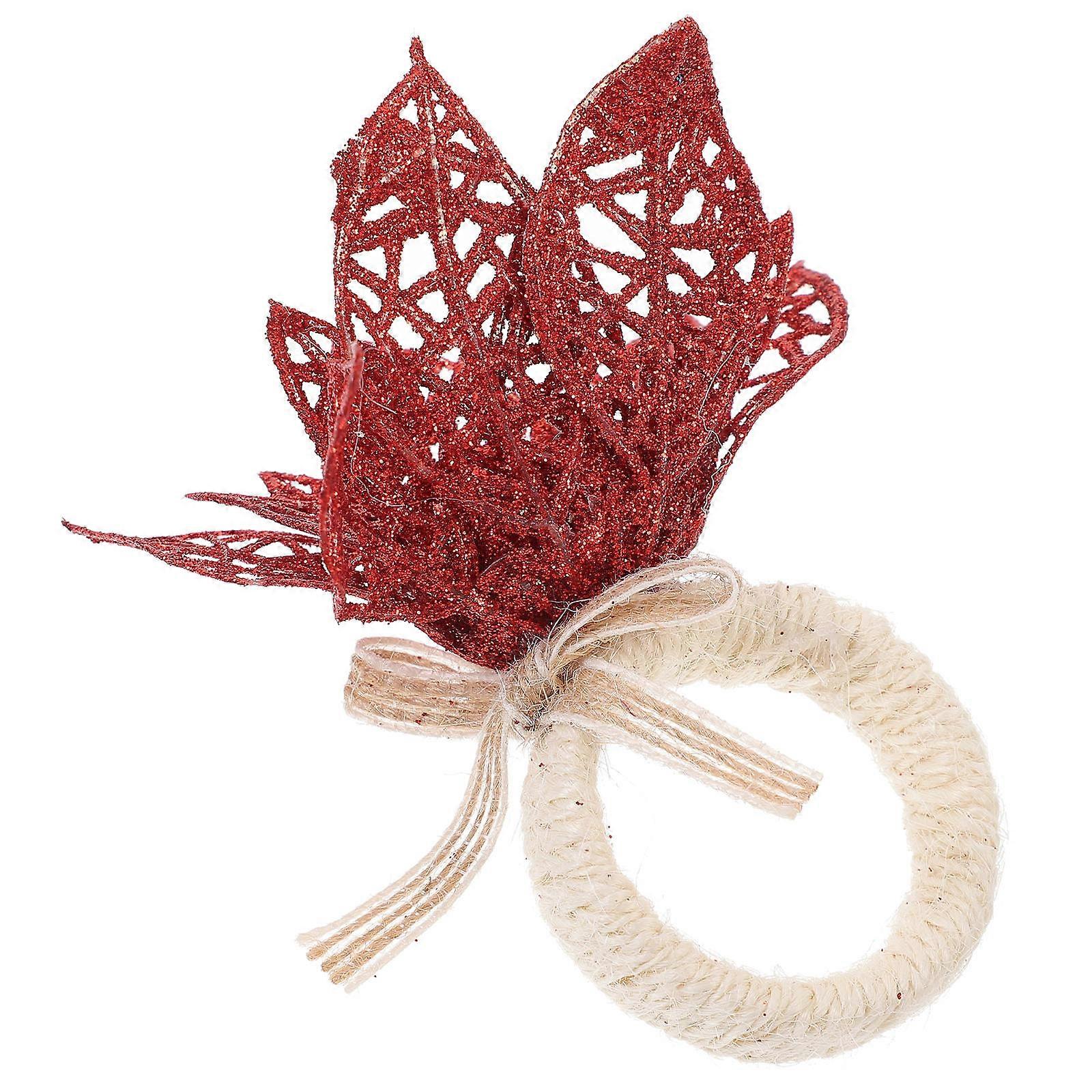 Dining Table Napkin Ring Flower Napkin Holders Tableware Holiday Reception Red Rope 1Set