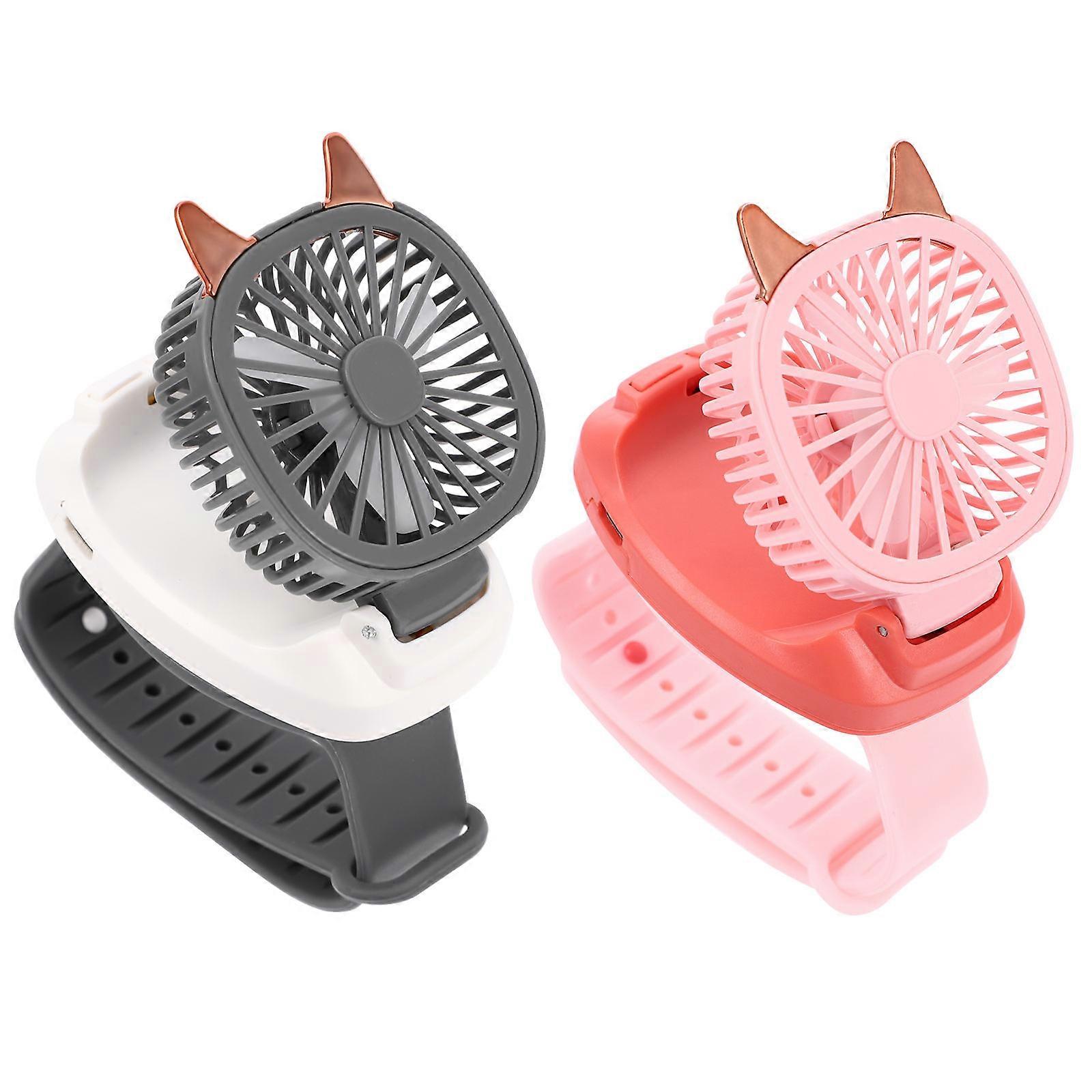 Mini Usb Fan Portable Mini Fan With Wrist Strap Usb Powered 2Pcs For Kids Summer Use
