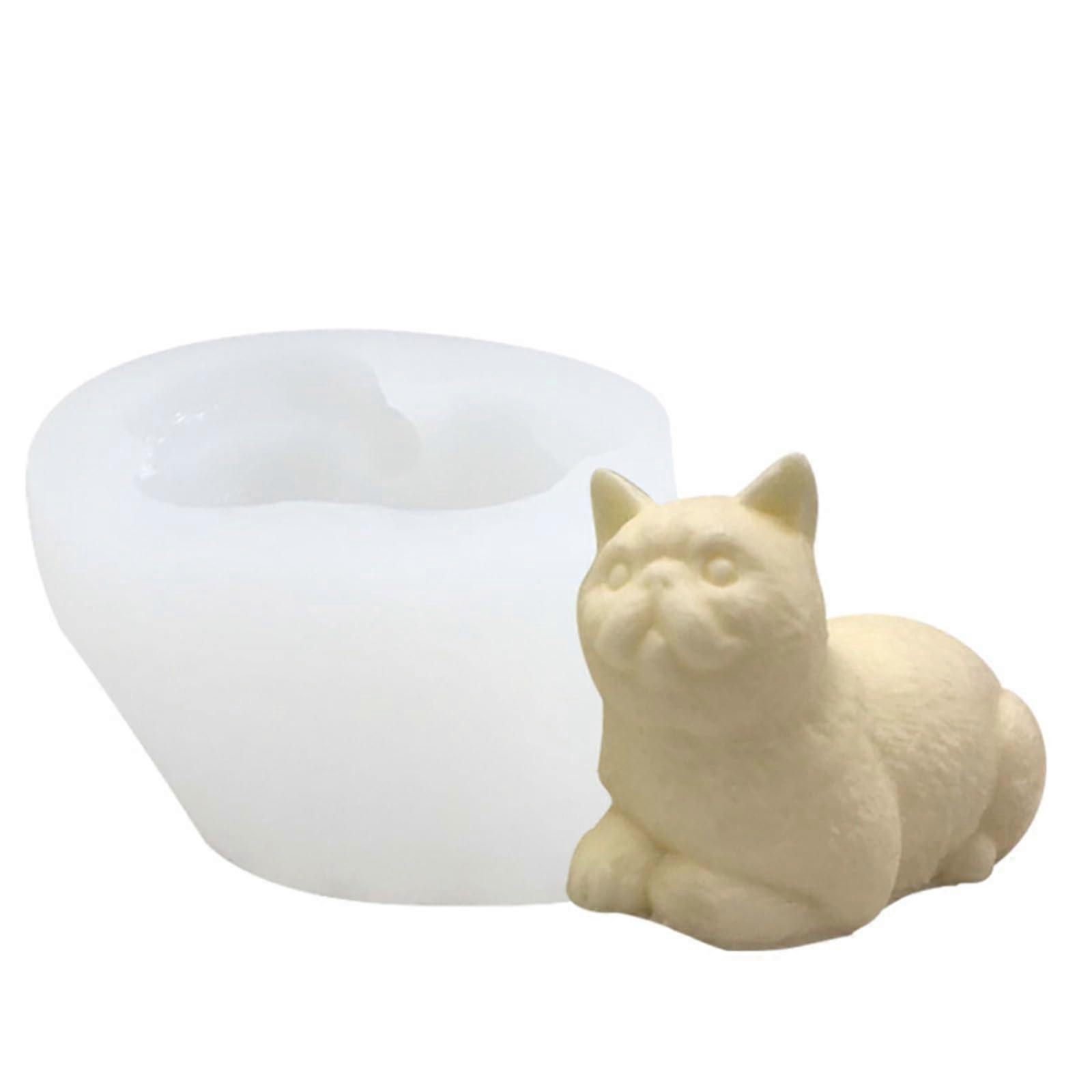Silicone mold with 3D animalcat motif, crystal, epoxy resin, plaster