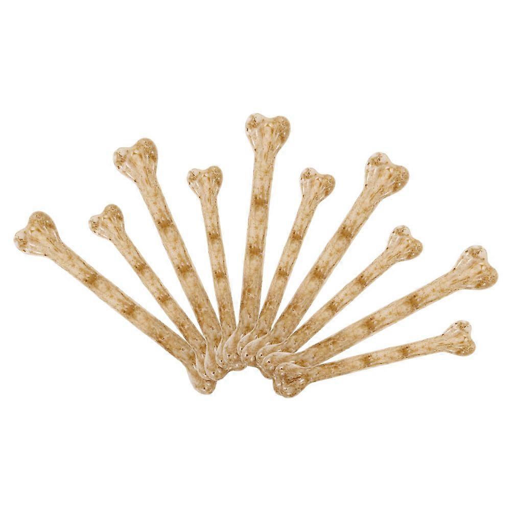 10pcs Small Halloween Plastic Bones with Holes for DIY Crafts, Artificial Bone Decorations, Realistic Spooky Prank Props for Party & Haunted House