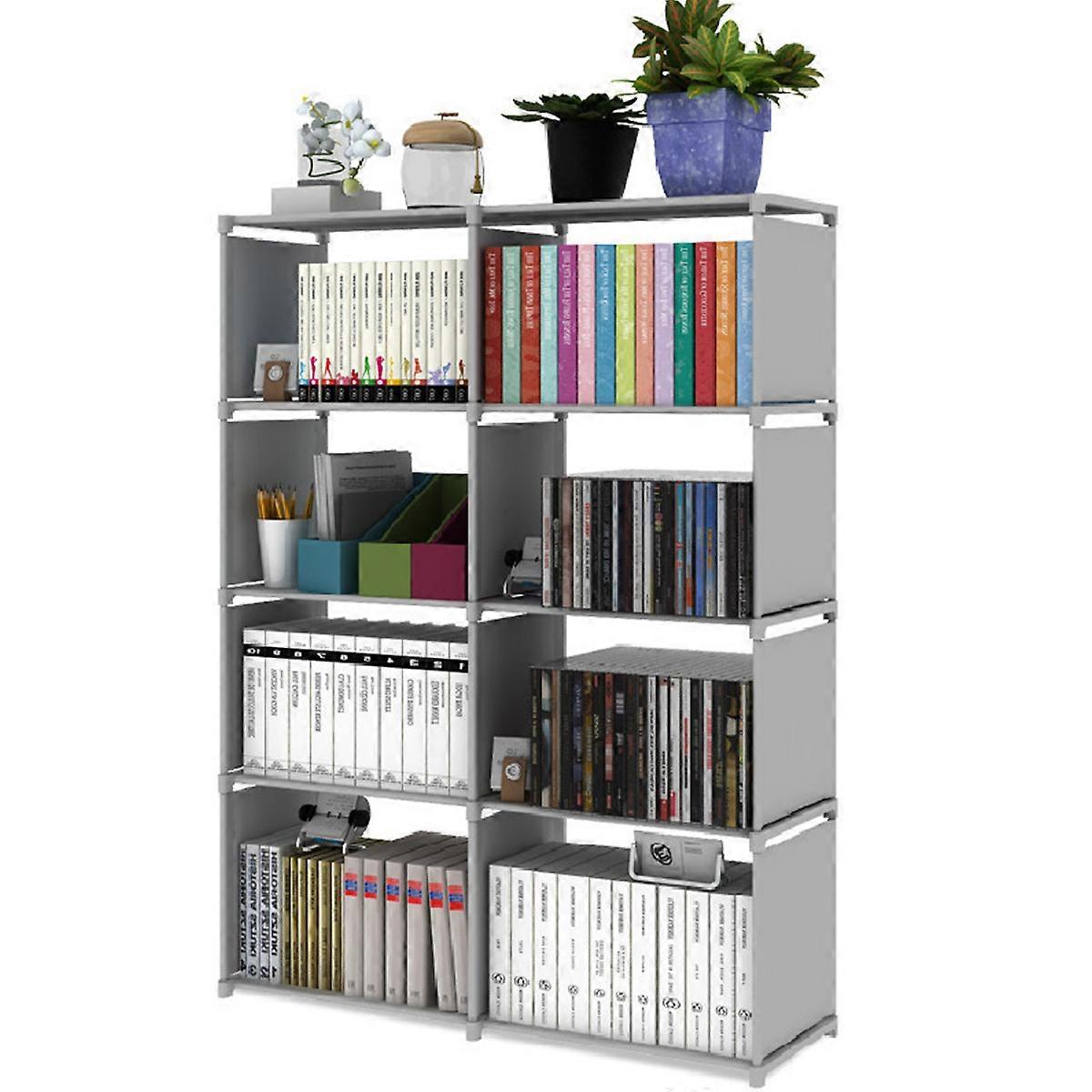 Bookshelves For Kids Beautiful Double Row Grey Dots Storage Rack Organizer Shelf Book Sundries Ornaments Home Library 80x30x125cm 1Pcs