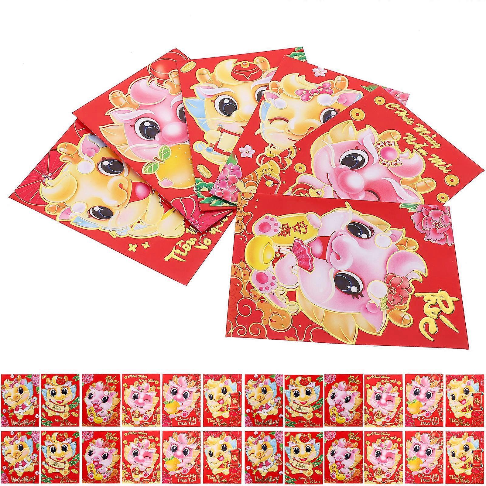 Lucky Money Envelope Dragon Red Envelopes Gifting Occasions Rectangular Shape 11.5X8X0.2CM 30Pcs