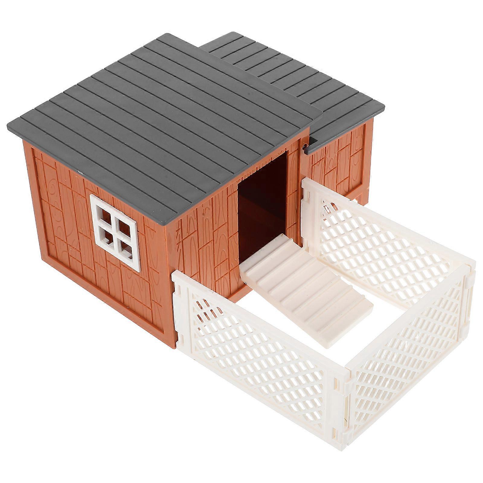 Plastic Fencing Mini Diy Model House Kit Educational Display Realistic Coop Shape 1Set