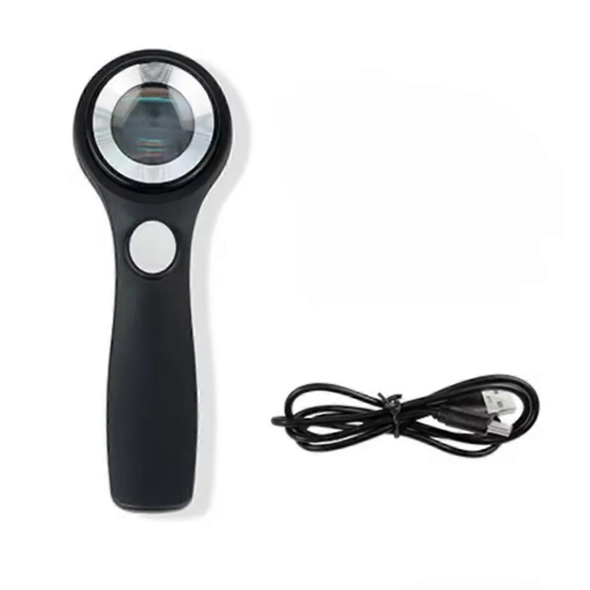 60X Portable Magnifying Glass Uv Illuminated Light USB Rechargeable Reading Jewelers Loupe Pocket H