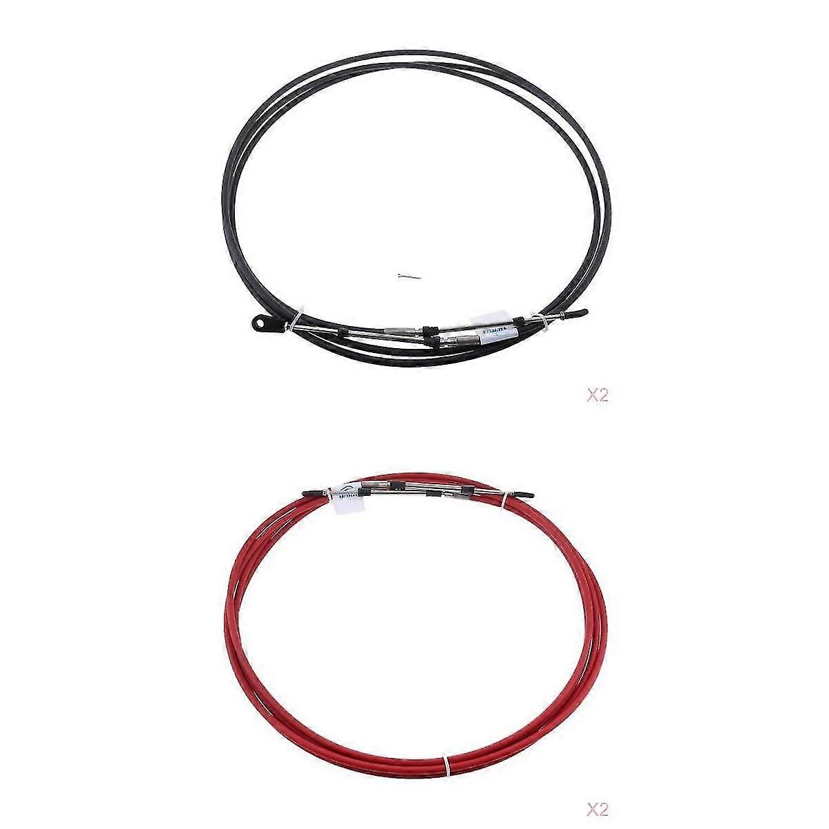 4-Set Universal Throttle Cable for Boat Motor Control Lever 10FT Black+Red