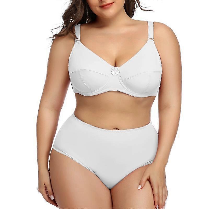 Large Size Lingerie Set For Women Solid Underwear Set UltraThin Unlined Full Cup Bra And Panty Set 36-48 C D E F Cup