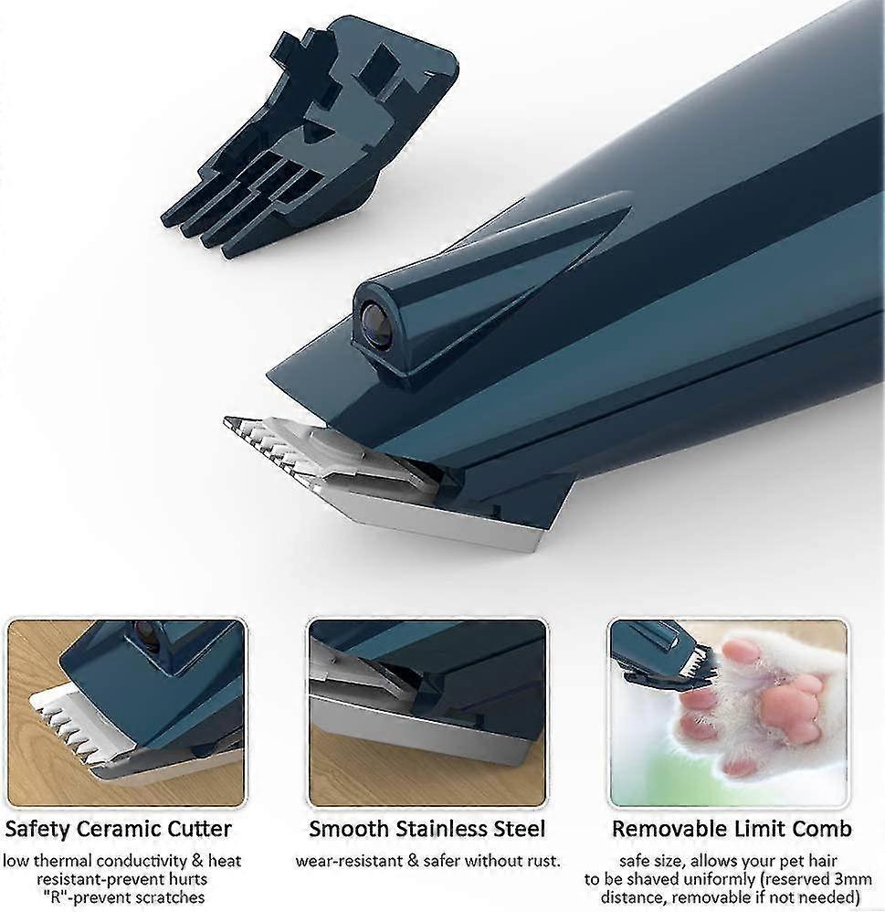 Pet Hair Clipper - LED Light, USB Charging, Professional for Dogs/Cats