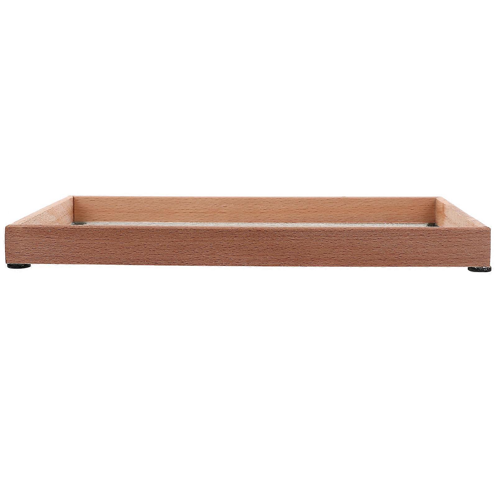 Snack Tray Glass Flower Pattern Wood Rectangle Tray For Friend Gatherings Chocolate 12.38X7.66X0.98in Food Tray 1Pcs
