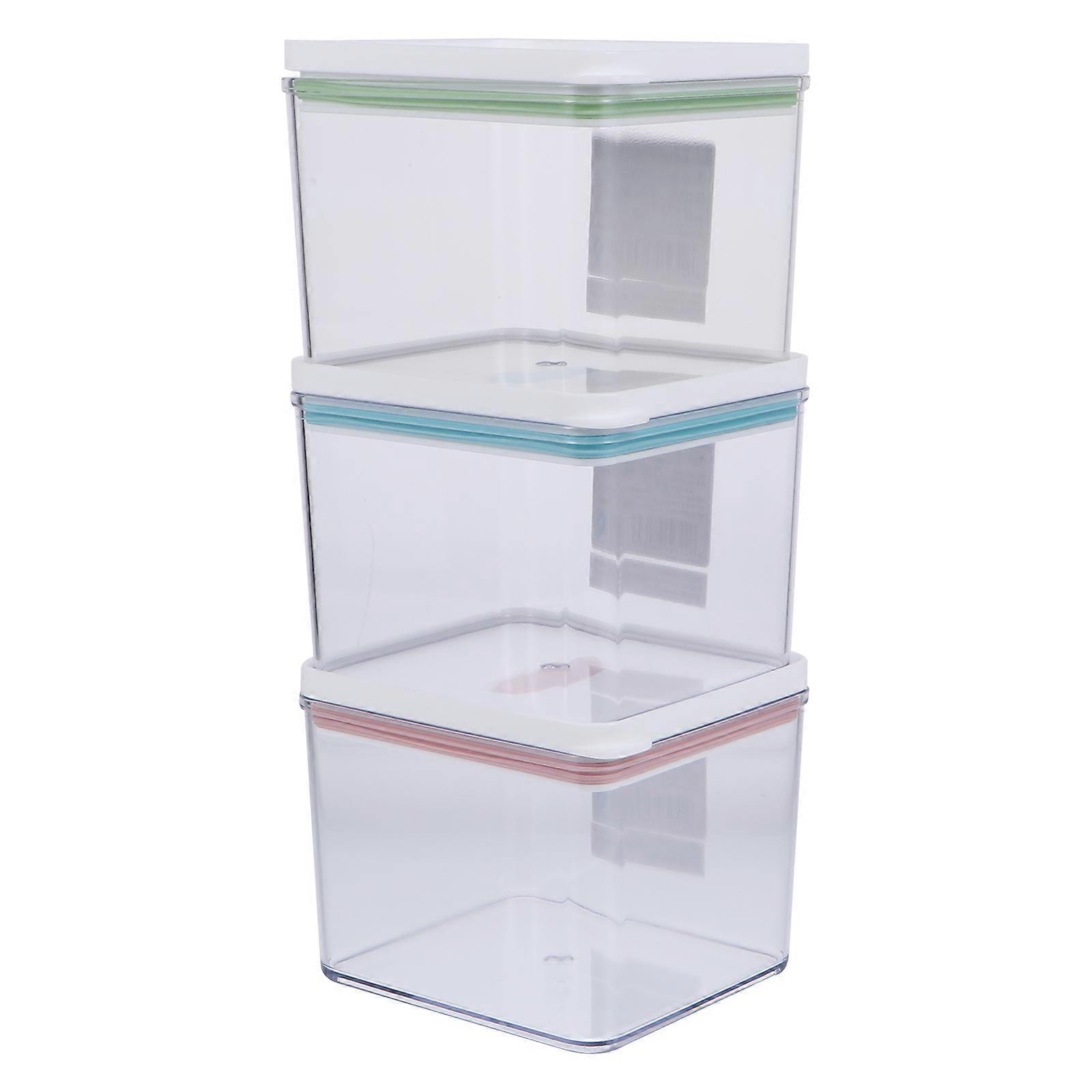 Kitchen Food Storage Box for Fruit Vegetable with Drainage Structure 3 Pcs Assorted Color PP
